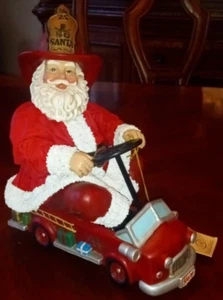Kurt Adler Test Drive 9" Fabriche Santa Fireman Fire Truck Hook Ladder - w/tags - Picture 1 of 6