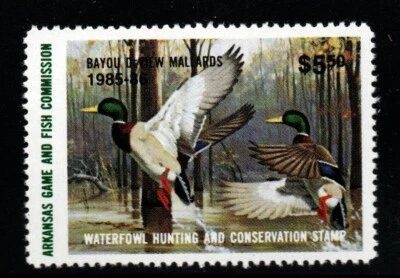 5 ARKANSAS MNH 1985 DUCK STAMP SERIAL # ON REVERSE, FREE SHIPPING IN USA - Image 1 of 2