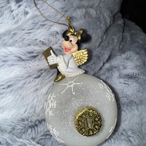 Disney Parks Ornament 1997 Victorian Minnie Mouse Angel Glass Globe Snowflakes - Picture 1 of 1