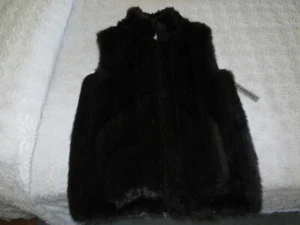 NWT Ladies Dress Barn DK BROWN FAUX FUR Reversible Zippered VEST JACKET--Size M - Picture 1 of 8