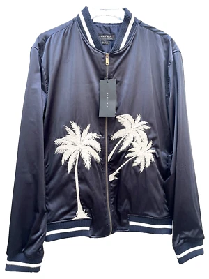 Zara Mens Embroidered Navy Blue Jacket Ref 7545 348 - Image 1 of 4