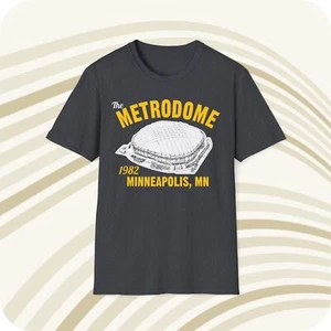 Throwbackmax The Metrodome 1982 Classic Cut Football T-Shirt - Minnesota Vikings - Picture 1 of 6