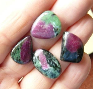 Natural Ruby Zoisite Free form Cabochons Group of 4 with 40 total Cts. - Picture 1 of 3