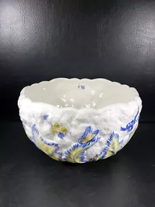 Spode Imperial Garden grande ciotola cavolfiore 9 3/4" in rilievo blu bianco giallo - Foto 1 di 10