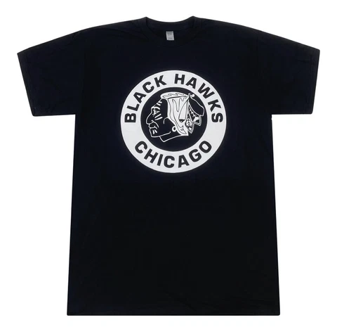 Chicago Blackhawks Men’s T-Shirt Hockey Graphic Minimalist Black Cover