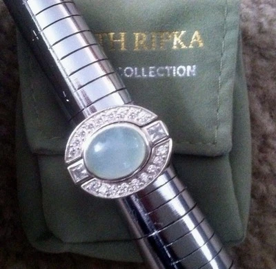 Increíble juego de 3 anillos Judith Ripka espuma de mar calcedonia esterlina y diamante talla 6 Foto 1 de 4