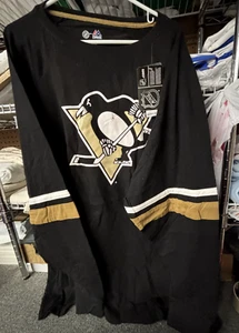 Men's Majestic 5xl Big&Tall Black Pittsburgh Penguins Logo Long Sleeve T-Shirt - Picture 1 of 3