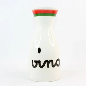 VTG Baldelli Ceramic Pitcher Carafe Vino White Red Green Stripe Wine Italy 9 3/4 - Picture 1 of 10