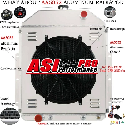 3 Row Radiator Shroud Fan For 1949-52 Ford F1 F2 F3 F4 1942-47 3/4 Ton Pickup AT - Image 1 of 4