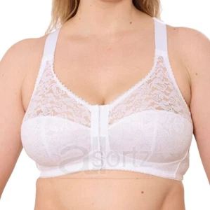 Ladies Front Fastening Cotton Rich Non Wired Bra Firm Support Plus Size Uk Cups - Picture 1 of 10