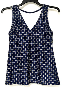Kona Sol Women's Size S (4-6) Blue Print Built in Bra Re-Tie Knot Swim Top - Picture 1 of 8