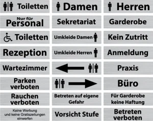 Symbole Türschild Edelstahl Optik selbstklebend Hinweis-Schild WC Damen Herren - Bild 1 von 52