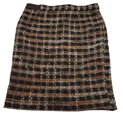 Falda BLOOMINGDALES VINTAGE Gruesa Tweed a Cuadros Hasta la Rodilla Multi Talla 4 Foto 1 de 4