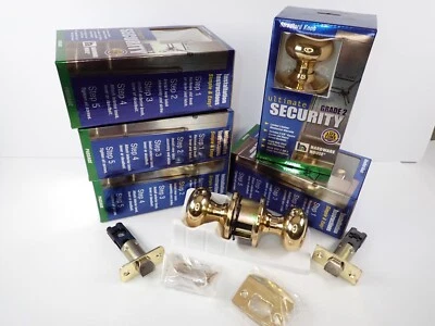 Круглая полированная латунная дверная ручка для прохода класса 2 Ultimate Security 6ea - Изображение 1 из 4