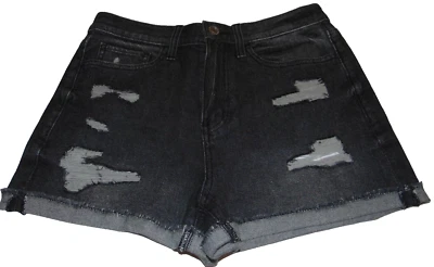 ~NWT Women's SO Black Distressed High-Rise Mom Jean Shorts! Size 9/29 Cute FS:)~ - Image 1 of 2
