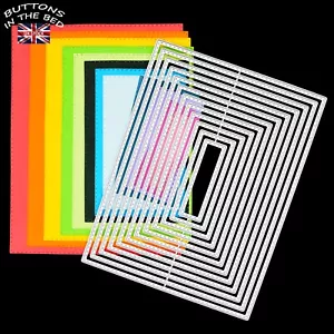 Large Nest of 12 Rectangle Stitch Patterned Metal Cutting Dies, Card Making, H6 - Picture 1 of 7
