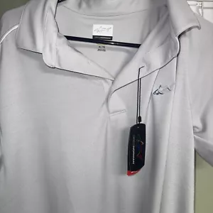 Greg Norman Polo Golf Shirt Mens Xl Golf Club Pattern Play Dry Gray - Picture 1 of 4