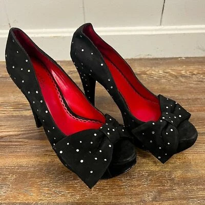 TARA SUBKOFF x BEBE коллаборации Swarovski кристалл и бант платформе заглянуть носок туфли на шпильке - Изображение 1 из 4