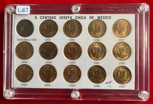 L67 Mexico; 5 Centavos 15 Coins Complete Set 1950-67 Including Key Date 1954 UNC - Picture 1 of 6
