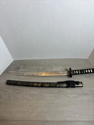 Japanese Katana Sword 18.75” Unsharpened | Design On Blade See Pictures - Image 1 of 4