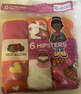 Hanes Tagless Hipster Panties sz 4T-5T Girl's Cotton Underwear 6 Pk - Picture 1 of 1