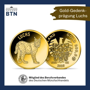 Gold Gedenkprägung Luchs Polierte Platte reinstes Feingold 999,9 - Bild 1 von 3