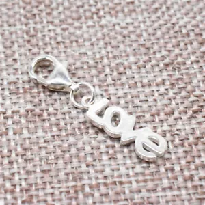 Clip de palabra de amor de plata de ley 925 con broche de langosta para collar de pulsera - Imagen 1 de 5