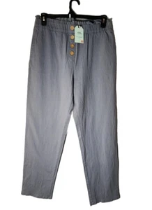 NIMIN Women's Size XL Gray High Waisted Pocketed Paper Bag Pants NWT - Picture 1 of 9