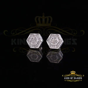 0.10ct Diamond 925 Sterling Silver Hip Hop White Stud Earring For Men / Women - Picture 1 of 12