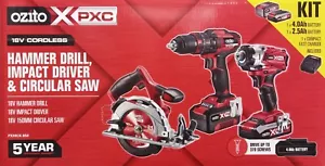 3 PIECE OZITO 18V PXC Cordless Combo Kit Drill Impact Driver Circular Saw Batts. - Picture 1 of 9