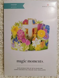 American Greetings Magic Moments Pop-Up Easter Card - Cross in Flower Field - Picture 1 of 4