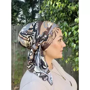 Headscarf for Women, Multi Colored Neutral Print Head Wrap Tichel Scarf Hijab - Picture 1 of 5