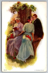 Cartolina A Double Play di Alfred James Dewey n.222-6 Baseball Series Romantic S - Foto 1 di 3