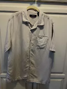 Axis LA Button Up Hemd Herren Gr. Medium Kurzarm Beige 1 Tasche Leinen/Rayon - Bild 1 von 7