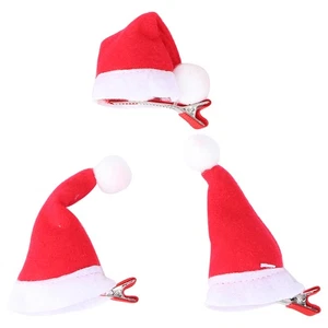 3 pezzi adorabile cappello natalizio forcine forniture per feste fermagli per capelli fatti a mano rosso - Foto 1 di 12