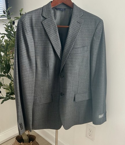Michael Kors Cappotto Sportivo Uomo 40S Grigio Nero Plaid Vestibilità Classica Blazer (NUOVO 350€)