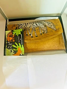 Echtleder handbemalt Zebra Geldbörse mit Etikett Emily Ann of Boca Raton Vintage - Bild 1 von 10