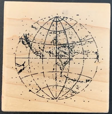 Sello de goma globo mapa tierra chatarra club  Foto 1 de 3