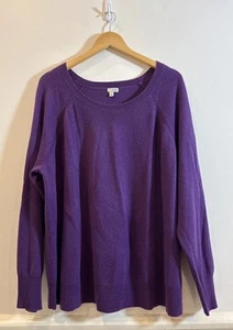 Halogen Cashmere Women's 3X Purple Knit Long Sleeve Crewneck Sweater Preppy - Picture 1 of 7
