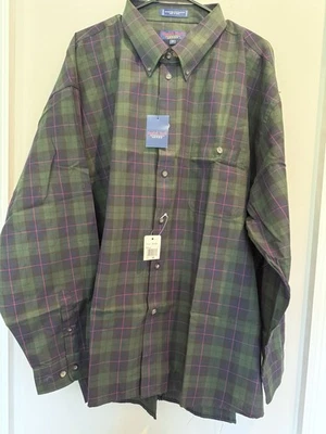 Camisa de sarga inglesa de Enro para hombre talla 3XL verde a cuadros manga larga con botones Foto 1 de 4