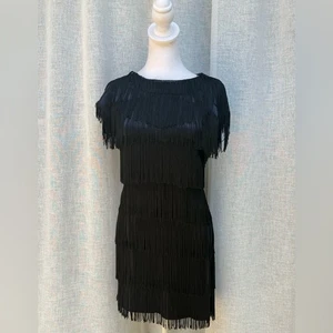 French Connection Mini Fransen Party Schwarz Kleid - Bild 1 von 8