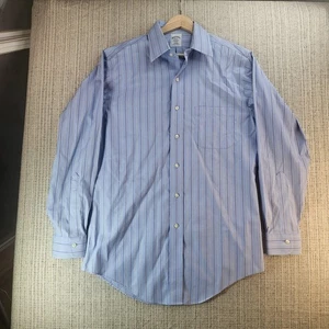 Brooks Brothers Hemd Herren 15-33 blau gestreift Slim Fit bügelfrei Baumwolle Dress - Bild 1 von 6
