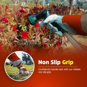 Leather Garden Gloves, Unisex Breathable Working Gloves for Construction - Picture 1 of 22