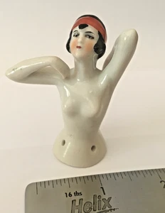 Antique Porcelain Art Deco Nude Flapper half doll - scratching her back?! - Picture 1 of 6