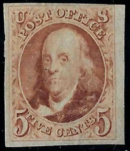 EAS_STAMPS US #3 MNGAI UVF PEQUEÑO DESGARRO EN LA PARTE SUPERIOR SCV $1,000.00 - Imagen 1 de 3
