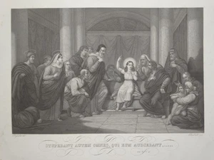 Junger Jesus im Tempel Bibelszene Stupebant autem Kupferstich Choubard 19. Jh. - Bild 1 von 6