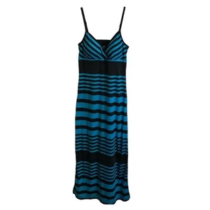 No Boundaries Maxi Dress Girls Jr's Size L (11-13) Long Sundress Aqua Black - Picture 1 of 14