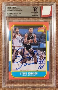 1986 Fleer #5 Steve Johnson RC ERR Spurs Basketball Card BGS/BAS Greenwood AUTO - Picture 1 of 2