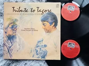 SUCHITRA MITRA/USTAD AMJAD ALI KHAN Tribute To Tagore 2xLP India 1989 Folk WORLD - Picture 1 of 10