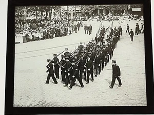 SELTENE EASTON PA 1800er PARADE GLAS MAGISCHE LATERNE FOTO BÜRGERKRIEG SOLDATEN WAFFEN - Bild 1 von 7